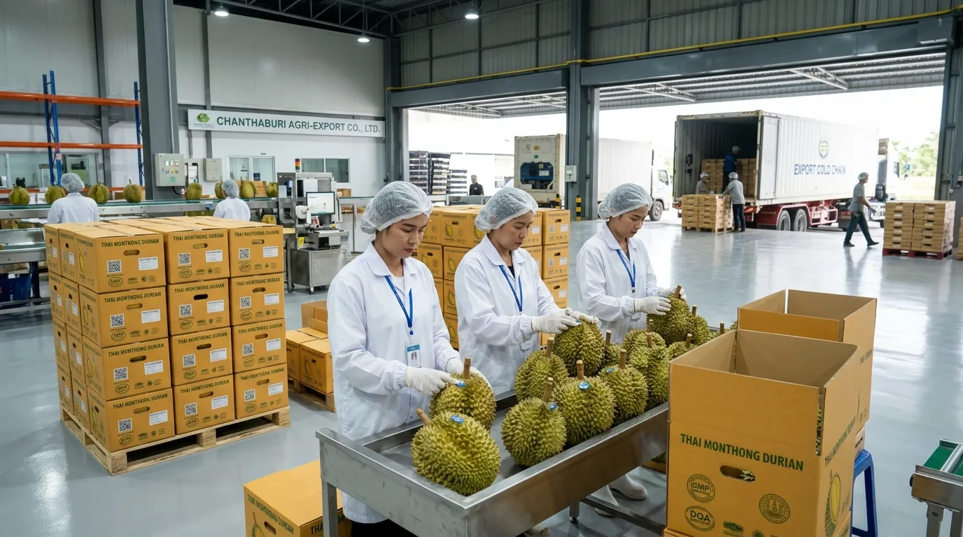 尖竹汶府泰国榴莲出口GMP/DOA标准包装厂
